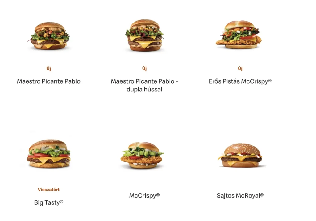 McDonald’s McMenü Árak